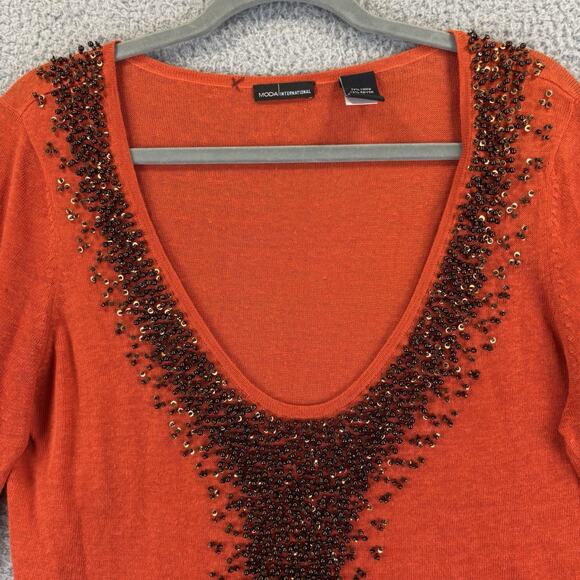 Y2k Linen Sweater Medium Boho Hippie Festival Embellished Sequin Lightweight - Picture 2 of 8